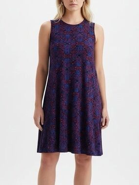 Nicole Miller Pink & Blue Floral Print Dress